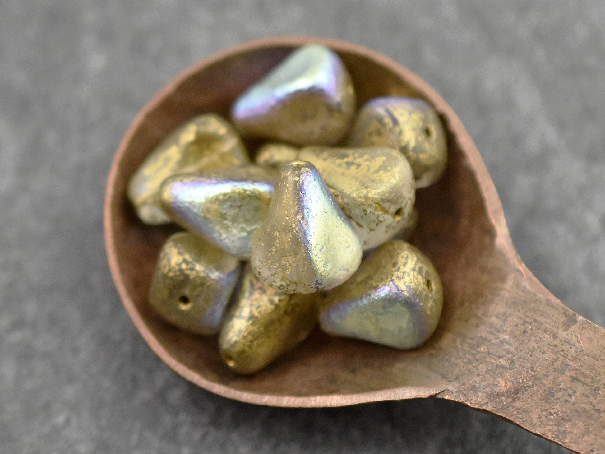 Czech Glass Beads - Picasso Beads - Drop Beads - Teardrop Beads - 12pcs - 13x12mm - (4892)