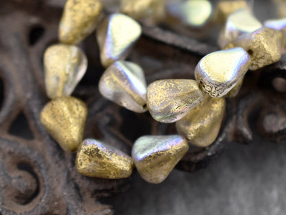 Czech Glass Beads - Picasso Beads - Drop Beads - Teardrop Beads - 12pcs - 13x12mm - (4892)