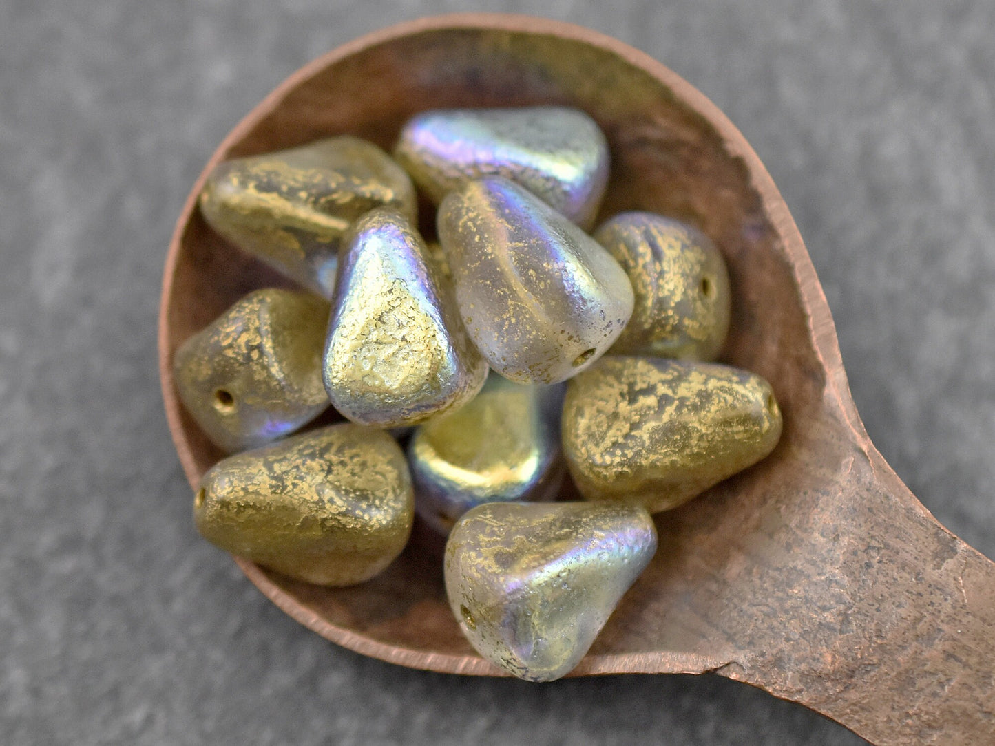 Czech Glass Beads - Picasso Beads - Drop Beads - Teardrop Beads - 12pcs - 13x12mm - (4892)