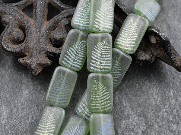 Czech Glass Beads - Leaf Beads - Laser Etched Beads - Laser Tattoo Beads - 18x12mm - 6pcs (A184)