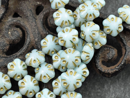 Czech Glass Beads - Flower Beads - Picasso Beads - Floral Beads - 11mm - 10pcs - (5834)