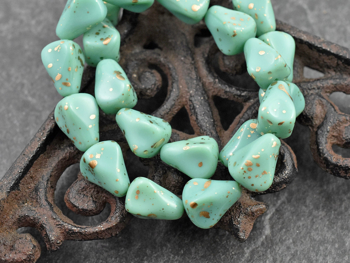 Czech Glass Beads - Drop Beads - Teardrop Beads - Picasso Beads - 12pcs - 13x12mm - (3535)