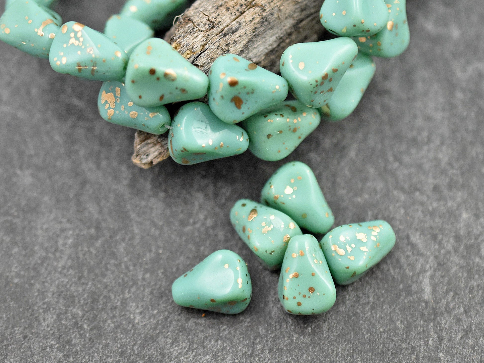 Czech Glass Beads - Drop Beads - Teardrop Beads - Picasso Beads - 12pcs - 13x12mm - (3535)