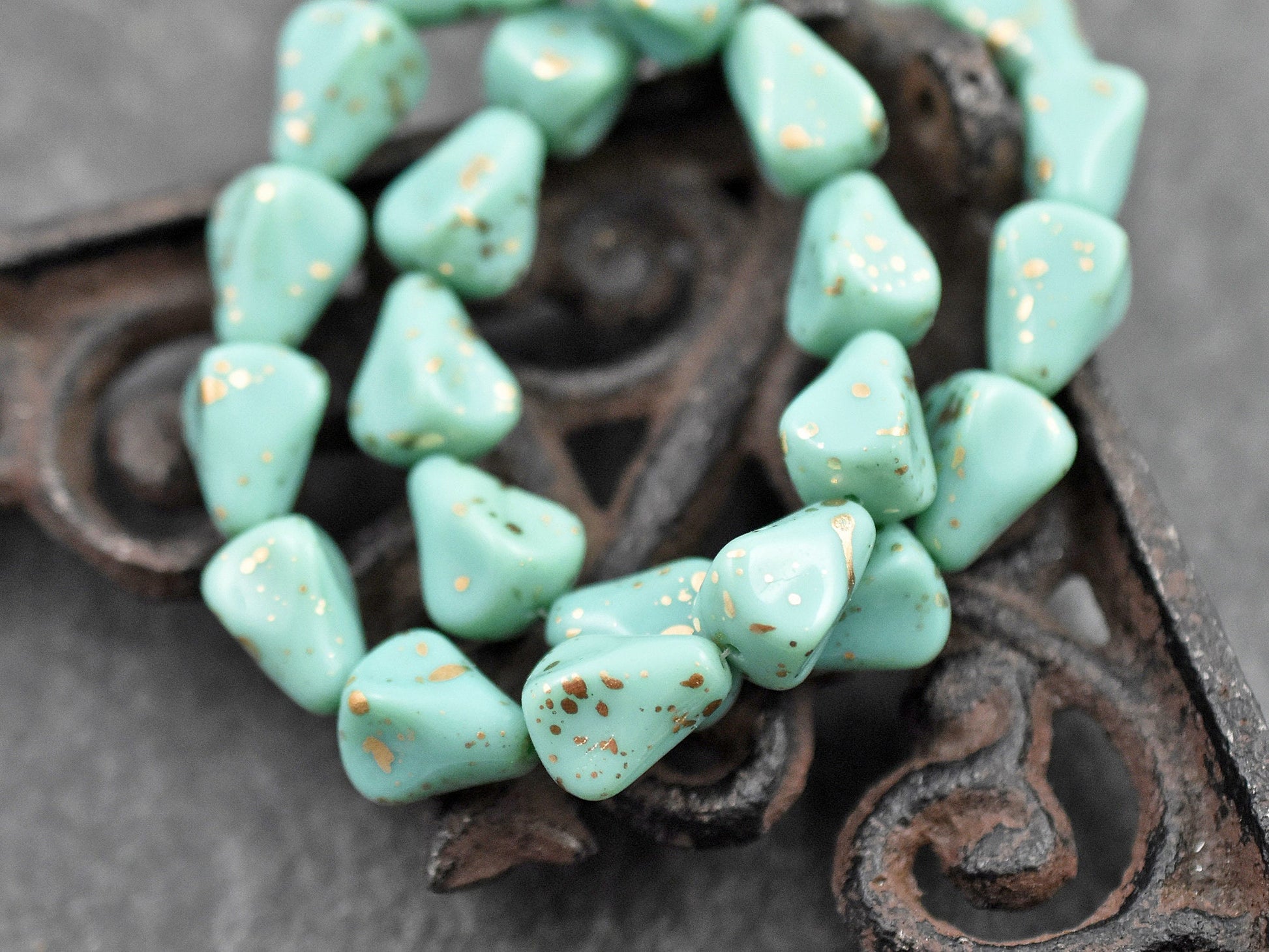 Czech Glass Beads - Drop Beads - Teardrop Beads - Picasso Beads - 12pcs - 13x12mm - (3535)