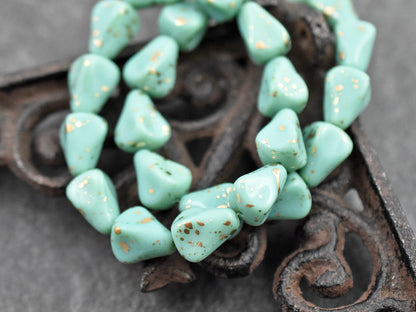 Czech Glass Beads - Drop Beads - Teardrop Beads - Picasso Beads - 12pcs - 13x12mm - (3535)