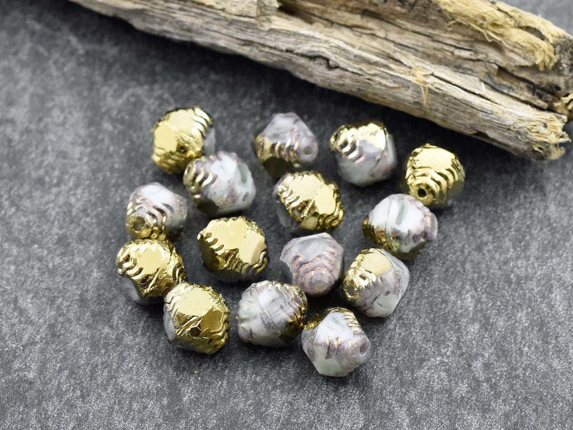 Czech Glass Beads - Bicone Beads - Picasso Beads - Faceted Beads - 10x8mm - 15pcs - (1615)