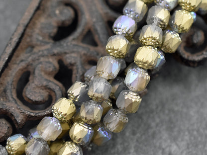 Czech Glass Beads - Cathedral Beads - Fire Polish Beads - Picasso Beads - 8mm - 20pcs - (4631)