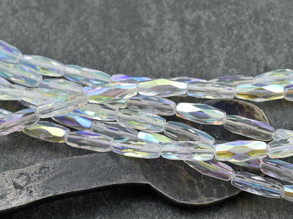 Czech Glass Beads - Fire Polish Beads - Spaghetti Beads - Oblong Beads - 15x6mm - 12pcs - (A75)