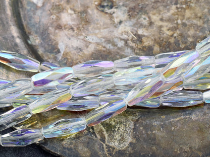 Czech Glass Beads - Fire Polish Beads - Spaghetti Beads - Oblong Beads - 15x6mm - 12pcs - (A75)