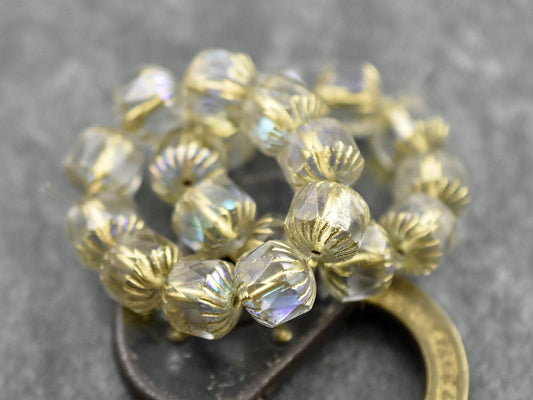 Czech Glass Beads - Picasso Beads - Fire Polished Beads - Chunky Beads - Center Cut - 10pcs - 10mm - (3864)