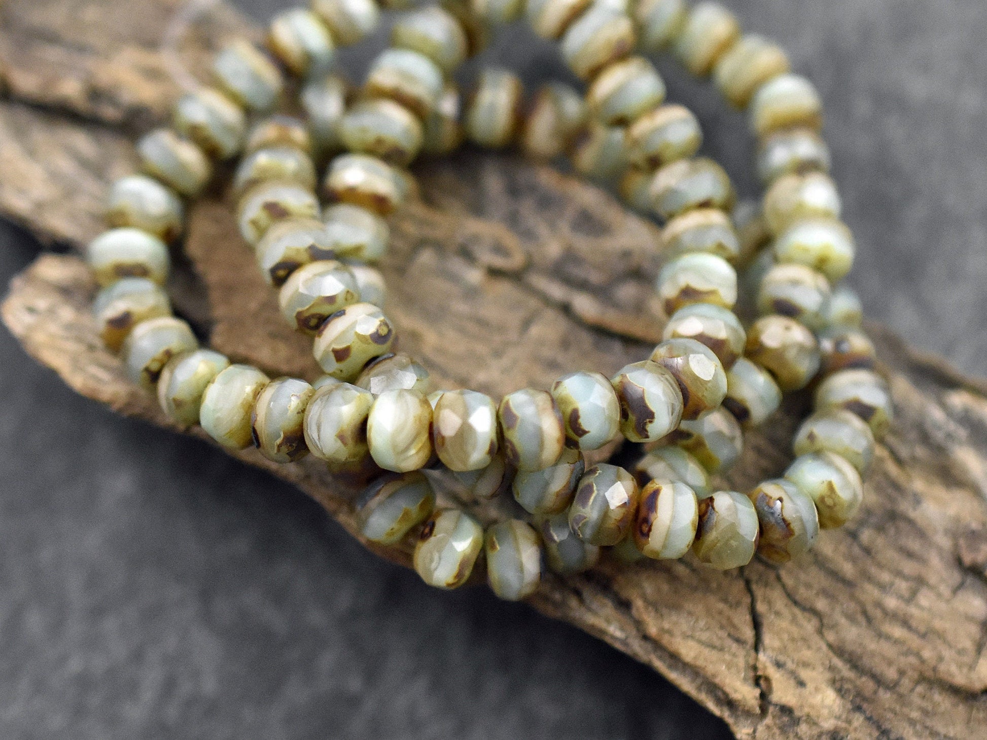 Picasso Beads - Czech Glass Beads - Rondelle Beads - Fire Polished Beads - 3x5mm - 30pcs - (173)