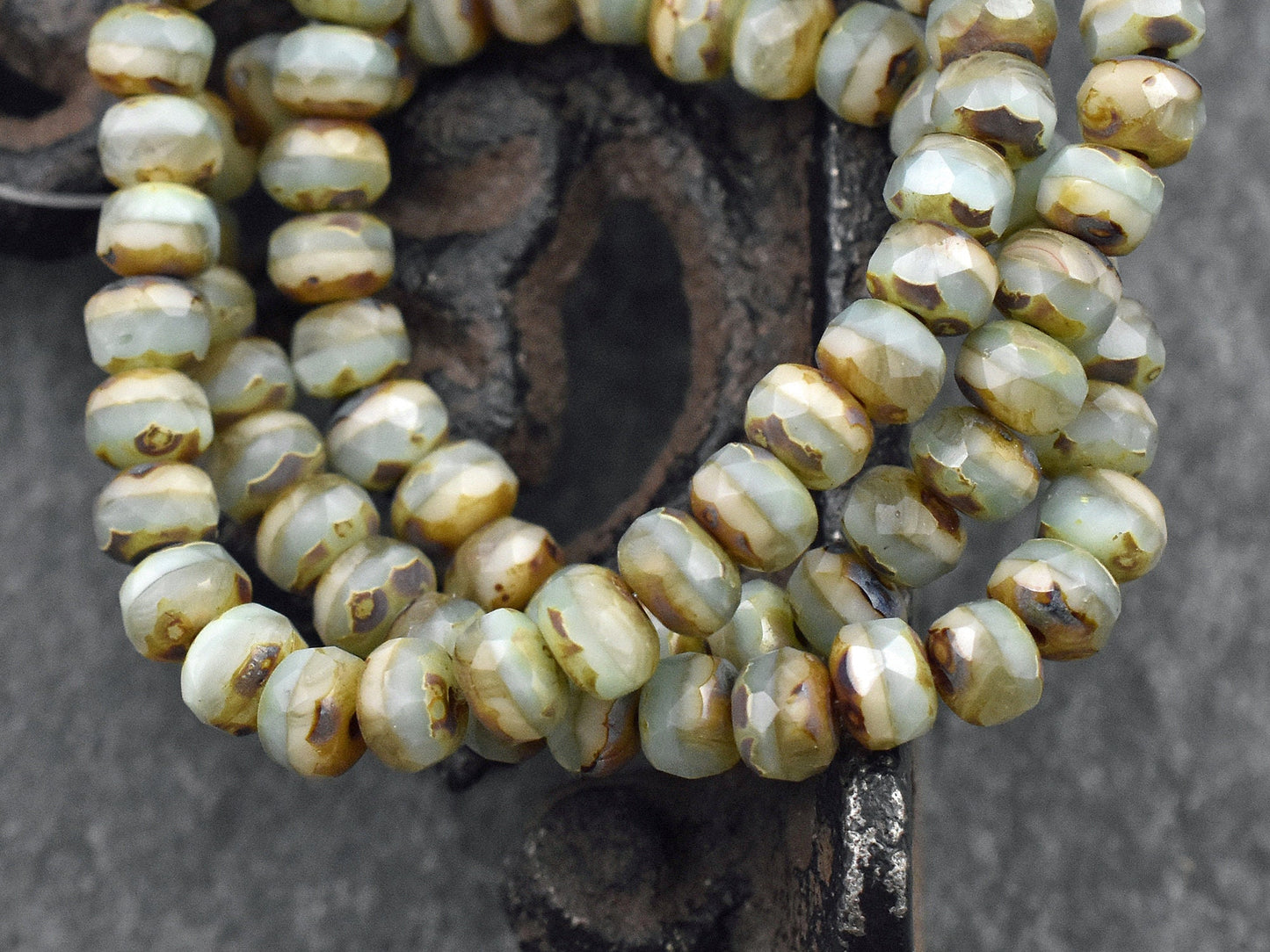 Picasso Beads - Czech Glass Beads - Rondelle Beads - Fire Polished Beads - 3x5mm - 30pcs - (173)