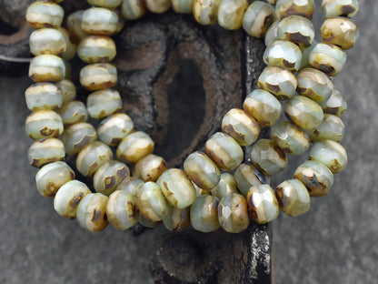 Picasso Beads - Czech Glass Beads - Rondelle Beads - Fire Polished Beads - 3x5mm - 30pcs - (173)