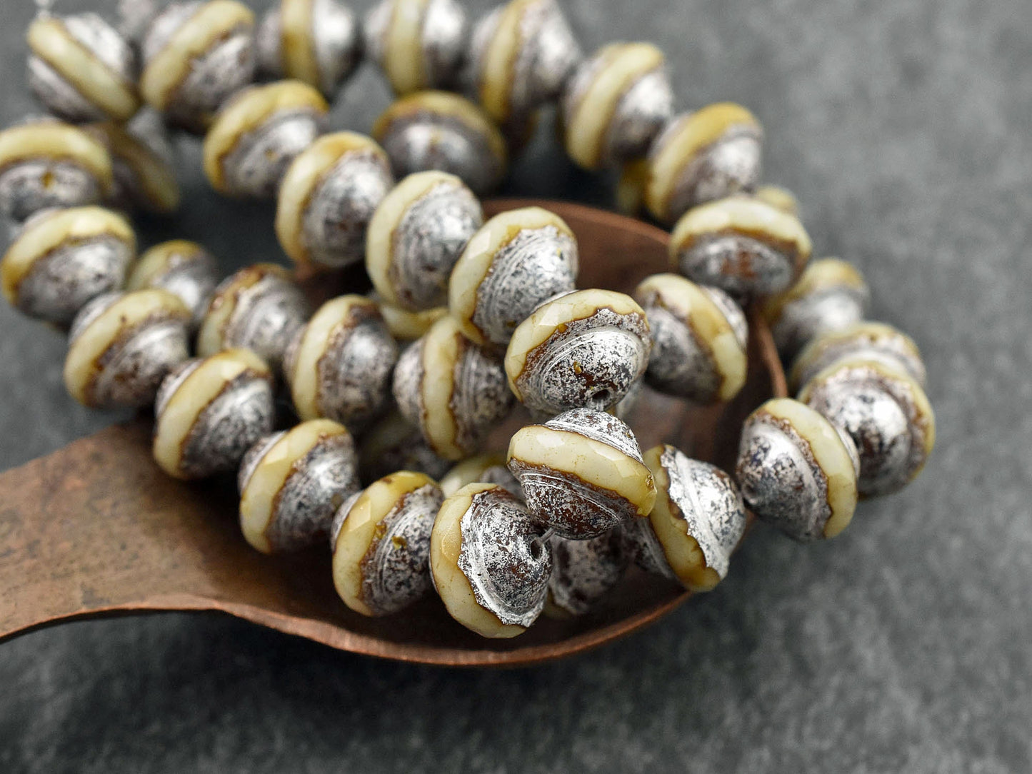 Picasso Beads - Czech Glass Beads - Saturn Beads - Saucer Beads - 10x8mm - 15pcs - (1163)