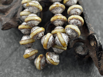 Picasso Beads - Czech Glass Beads - Saturn Beads - Saucer Beads - 10x8mm - 15pcs - (1163)