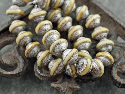 Picasso Beads - Czech Glass Beads - Saturn Beads - Saucer Beads - 10x8mm - 15pcs - (1163)