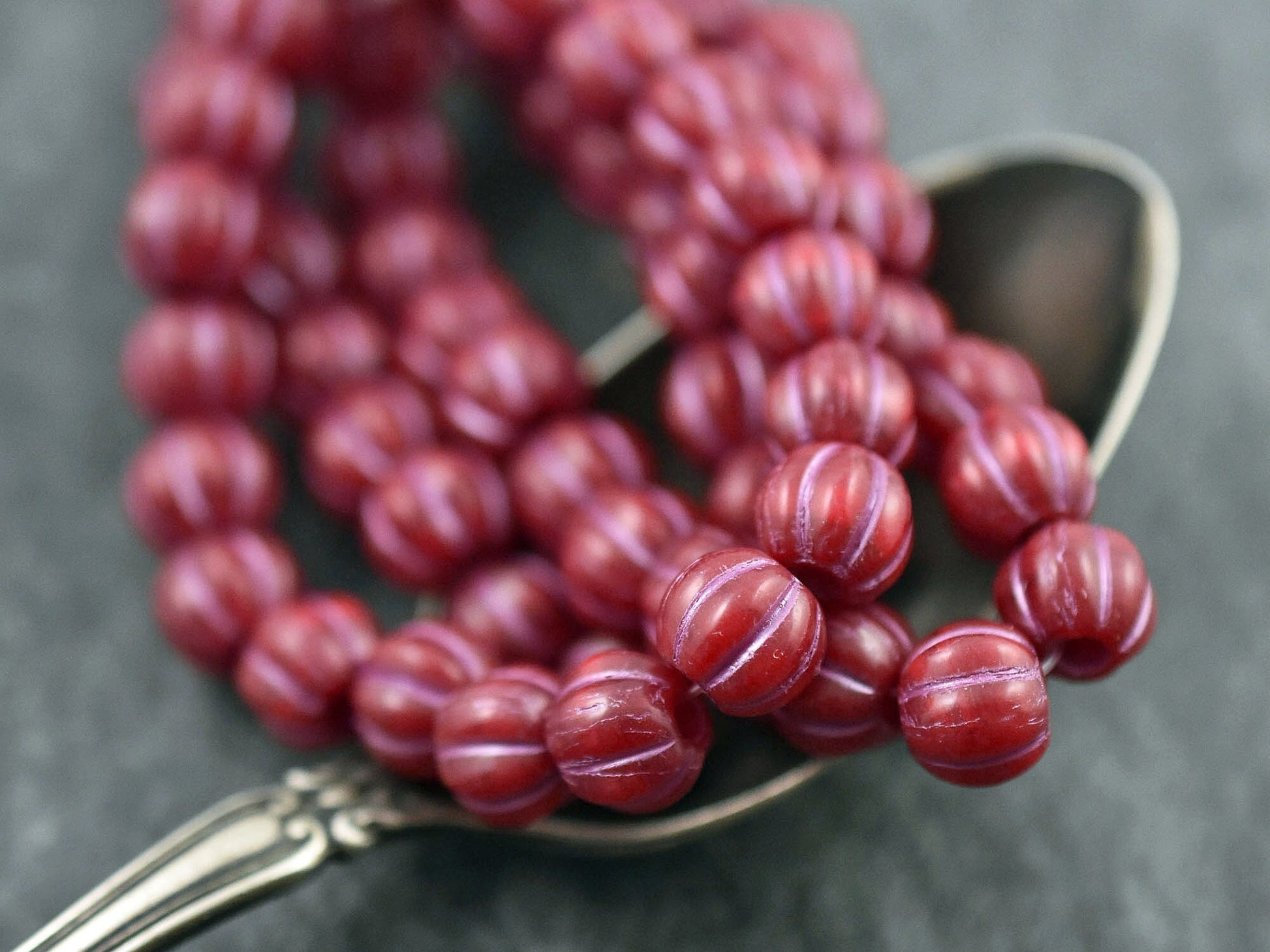 Czech Glass Beads - Large Hole Beads - 3mm Hole Bead - Picasso Beads - 8mm Beads - Melon Beads - Round Beads - 20pcs - (2055)