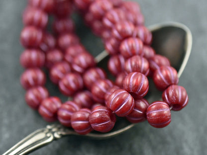 Czech Glass Beads - Large Hole Beads - 3mm Hole Bead - Picasso Beads - 8mm Beads - Melon Beads - Round Beads - 20pcs - (2055)