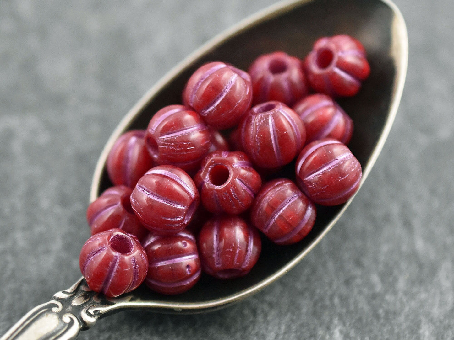 Czech Glass Beads - Large Hole Beads - 3mm Hole Bead - Picasso Beads - 8mm Beads - Melon Beads - Round Beads - 20pcs - (2055)