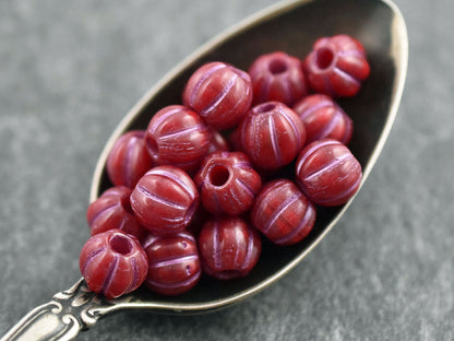 Czech Glass Beads - Large Hole Beads - 3mm Hole Bead - Picasso Beads - 8mm Beads - Melon Beads - Round Beads - 20pcs - (2055)