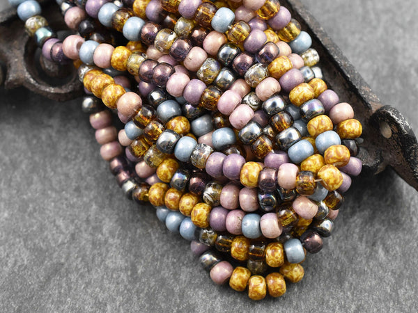 Aged Picasso Beads - Large Seed Beads - 2/0 - Large Hole Beads - Size 2 Beads - 21" Strand - (B192)