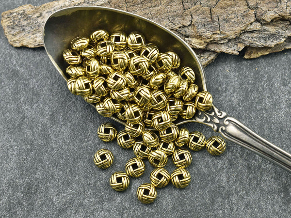 Metal Beads - Gold Spacer Beads - Metal Spacers - Antique Gold Beads - 6mm Spacers - 100pcs - (A117)