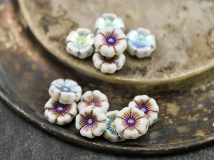 Picasso Beads - Czech Glass Beads - Flower Beads - Hawaiian Flowers - Czech Flowers - 12pcs - 12mm - (3925)