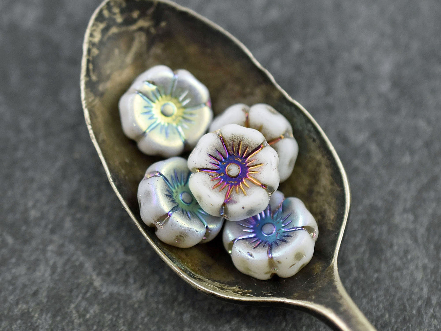 Picasso Beads - Czech Glass Beads - Flower Beads - Hawaiian Flowers - Czech Flowers - 12pcs - 12mm - (3925)