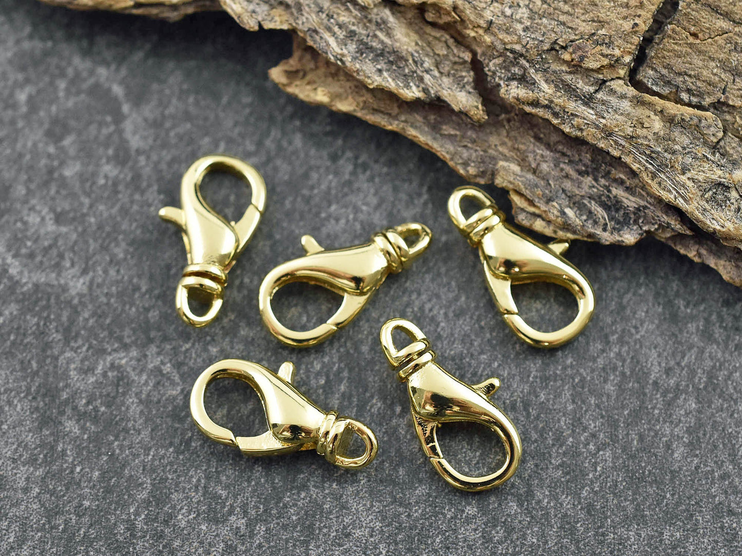 Swivel Lobster Clasp - Gold Lobster Clasp - Lobster Claw - Metal Clasps - 18k Gold Clasps - 5pcs - 16x8mm - (5144)