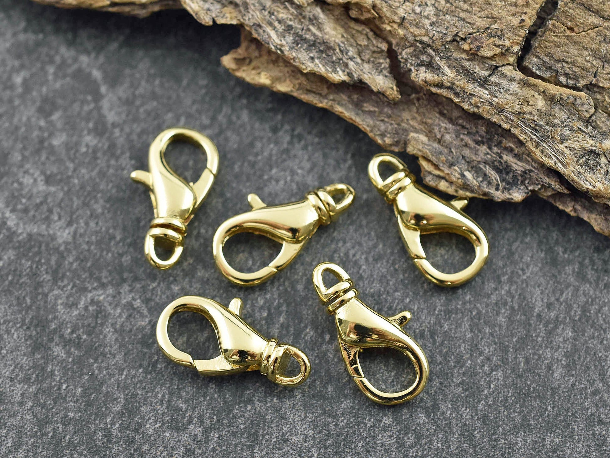 Swivel Lobster Clasp - Gold Lobster Clasp - Lobster Claw - Metal Clasps - 18k Gold Clasps - 5pcs - 16x8mm - (5144)