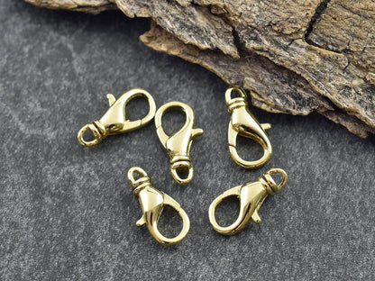 Swivel Lobster Clasp - Gold Lobster Clasp - Lobster Claw - Metal Clasps - 18k Gold Clasps - 5pcs - 16x8mm - (5144)
