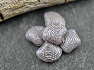 Czech Glass Beads - Sea Shell Beads - Scallop Shell Beads - 15x18mm - 8pcs - (2941)