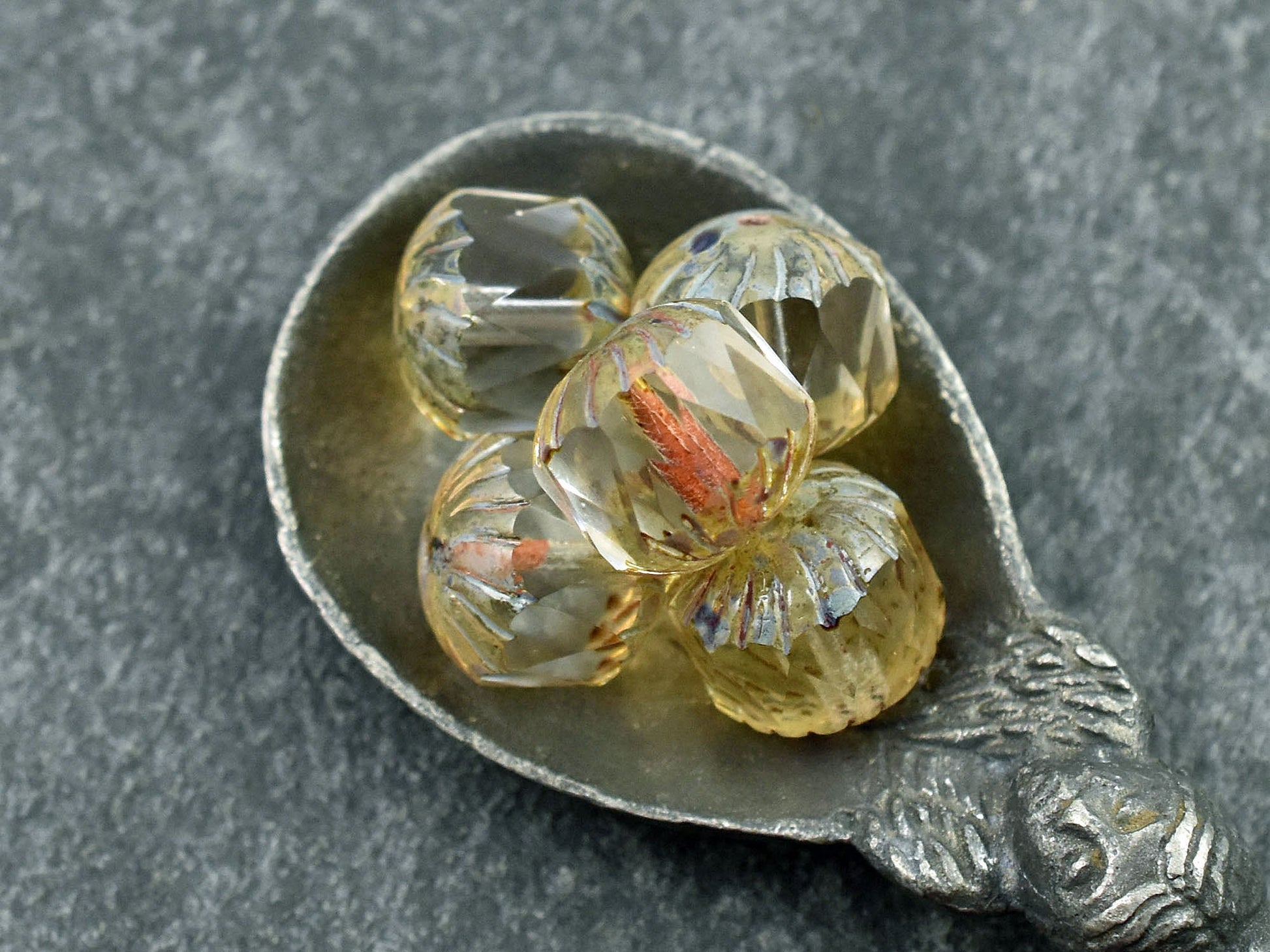 Picasso Beads - Fire Polished Beads - Czech Glass Beads - Chunky Beads - Center Cut - 10pcs - 11x10mm - (5964)