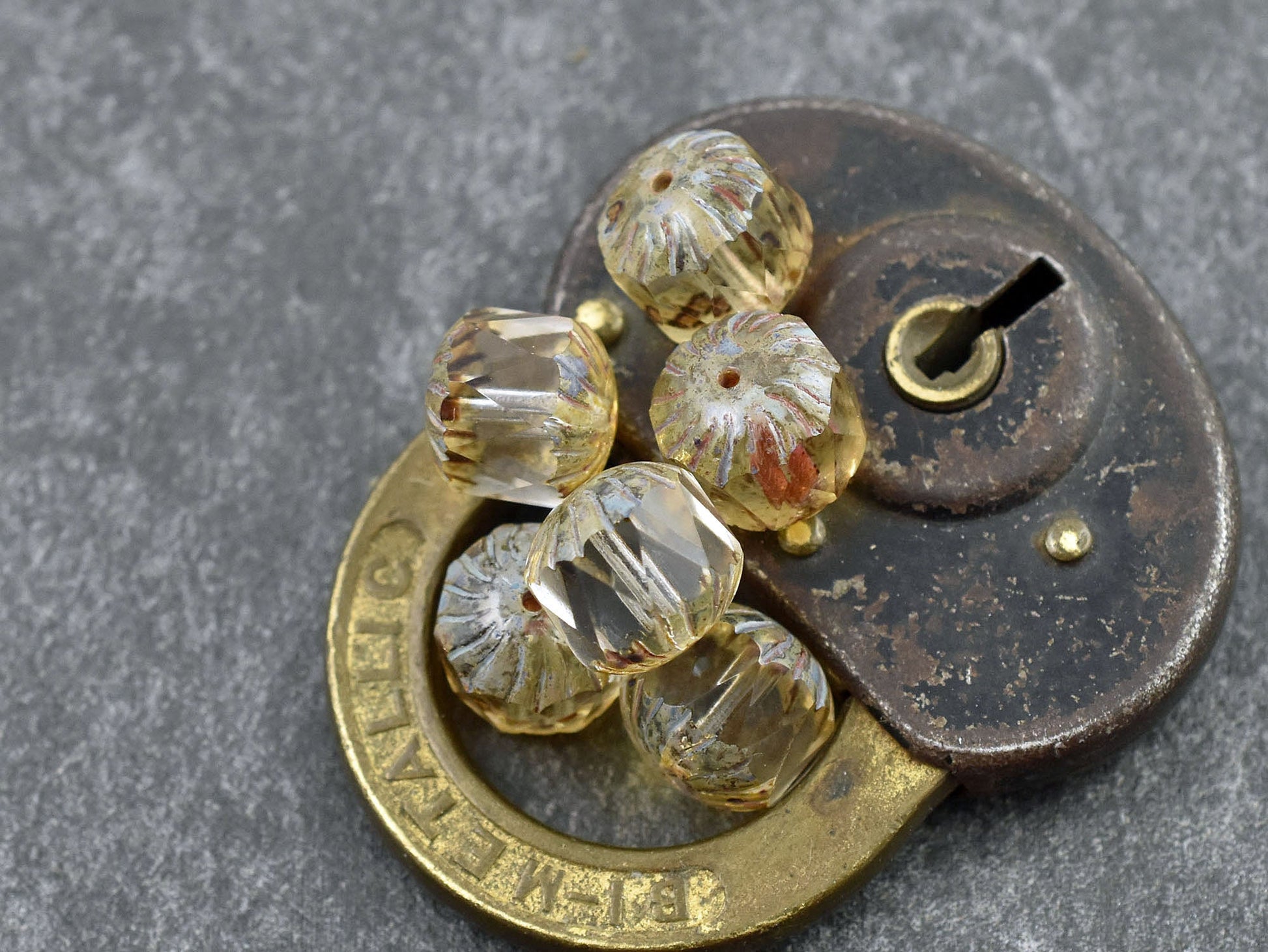 Picasso Beads - Fire Polished Beads - Czech Glass Beads - Chunky Beads - Center Cut - 10pcs - 11x10mm - (5964)