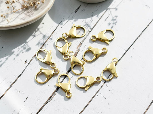 24k Gold Plated Stainless Steel Lobster Clasps -- Choose your size