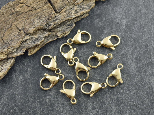 Gold Lobster Clasp - Lobster Claw - Metal Clasps - 24k Gold Clasps - 20pcs - Choose Your Size