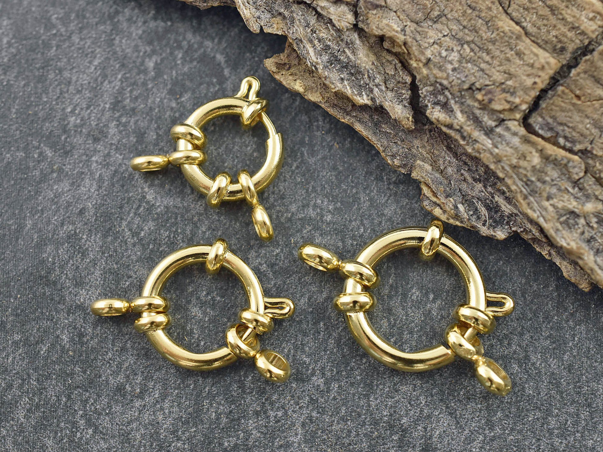 Spring Ring Clasp - Gold Clasp - Sailor Clasp - Large Clasps - 24k Gold Plated - 1pc - Choose Your Size
