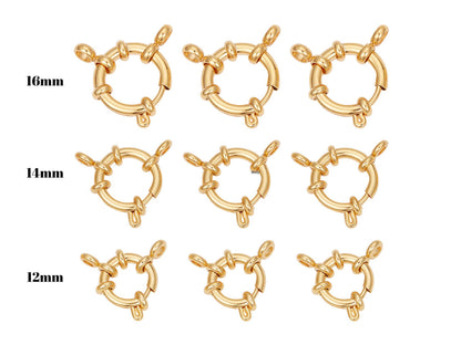 Spring Ring Clasp - Gold Clasp - Sailor Clasp - Large Clasps - 24k Gold Plated - 1pc - Choose Your Size