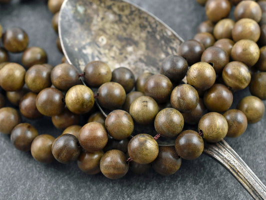 Wood Beads - Sandalwood Beads - Jewelry Making Beads - Mala Beads - 16 inch strand - 6mm 8mm or 10mm