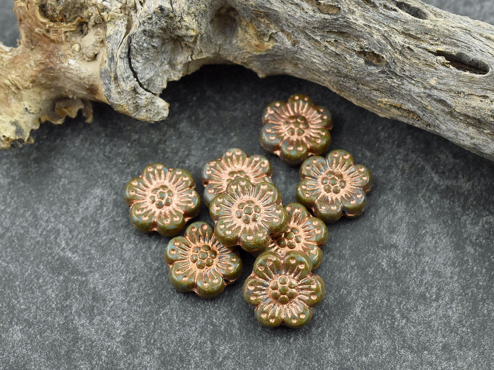 Picasso Beads - Flower Beads - Czech Glass Beads - Czech Glass Flowers - Wildflower Beads - 14mm Flower - 12pcs - (3135)