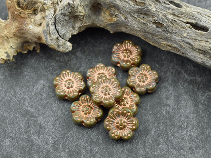 Picasso Beads - Flower Beads - Czech Glass Beads - Czech Glass Flowers - Wildflower Beads - 14mm Flower - 12pcs - (3135)