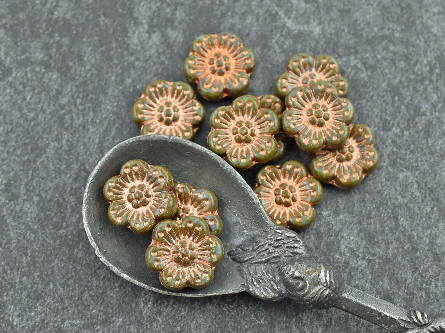 Picasso Beads - Flower Beads - Czech Glass Beads - Czech Glass Flowers - Wildflower Beads - 14mm Flower - 12pcs - (3135)