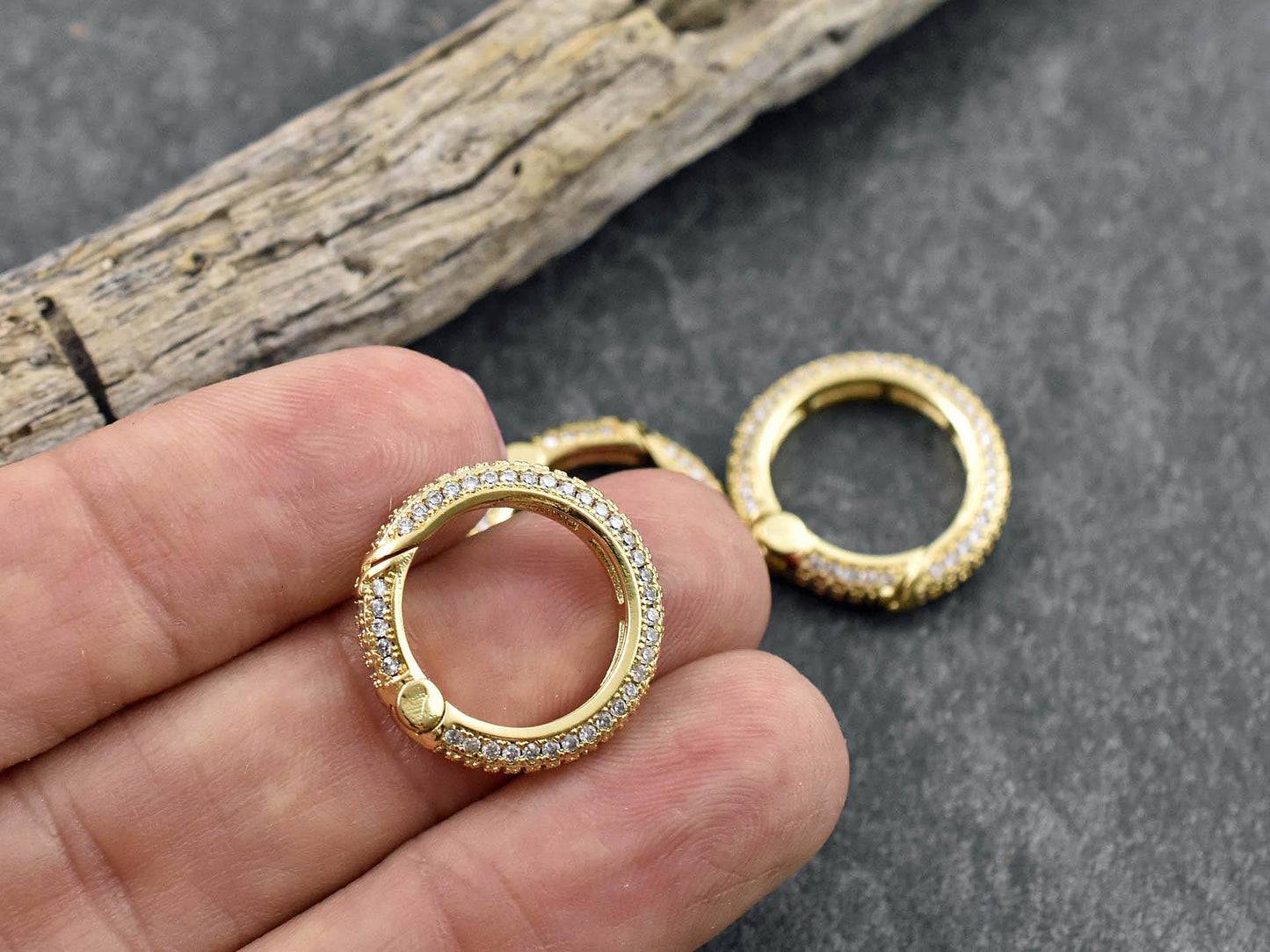 Spring Ring Clasp - Rhinestone Clasp - Trigerless Lobster Clasp - Pave Clasp - 19mm - 1pc - (3154)