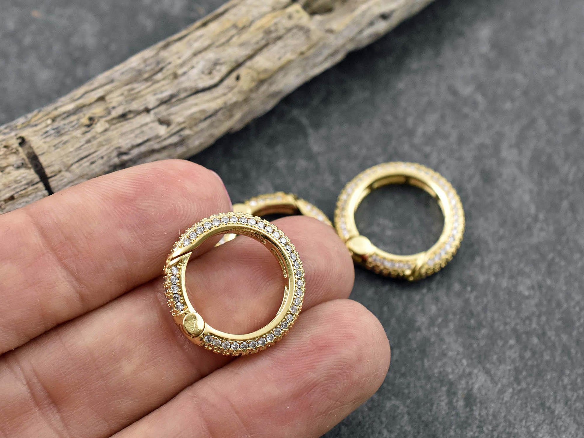 Spring Ring Clasp - Rhinestone Clasp - Trigerless Lobster Clasp - Pave Clasp - 19mm - 1pc - (3154)