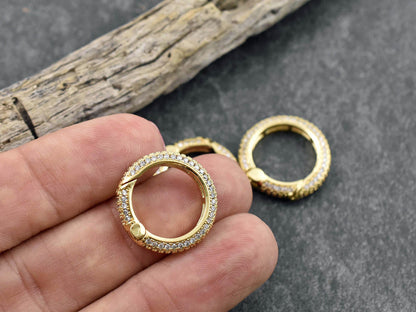 Spring Ring Clasp - Rhinestone Clasp - Trigerless Lobster Clasp - Pave Clasp - 19mm - 1pc - (3154)