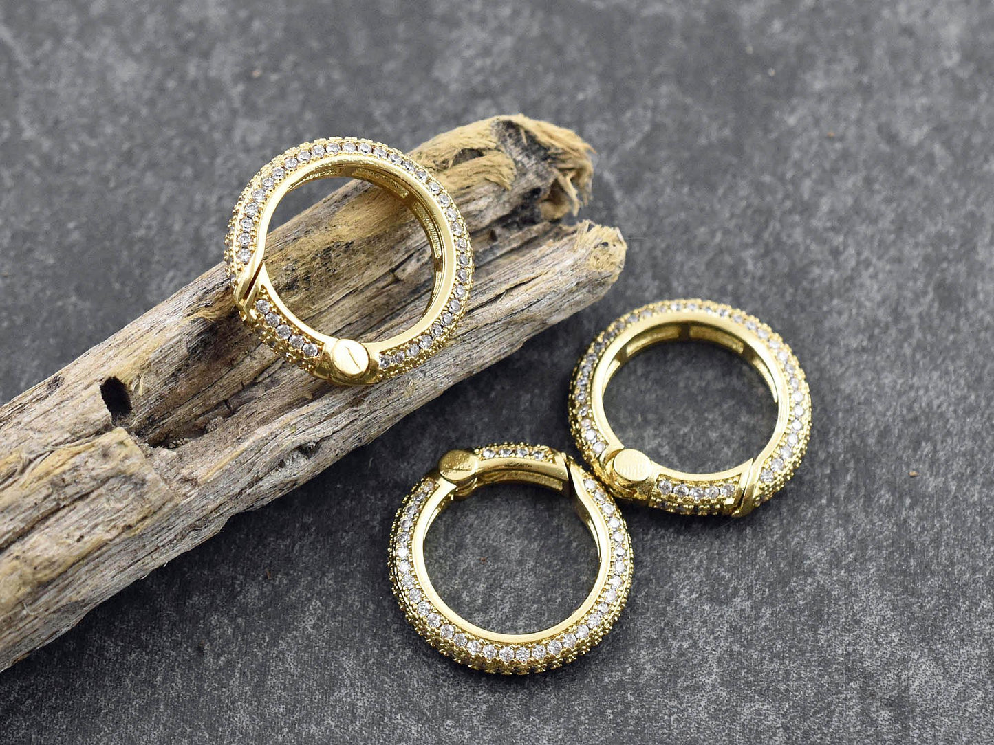 Spring Ring Clasp - Rhinestone Clasp - Trigerless Lobster Clasp - Pave Clasp - 19mm - 1pc - (3154)