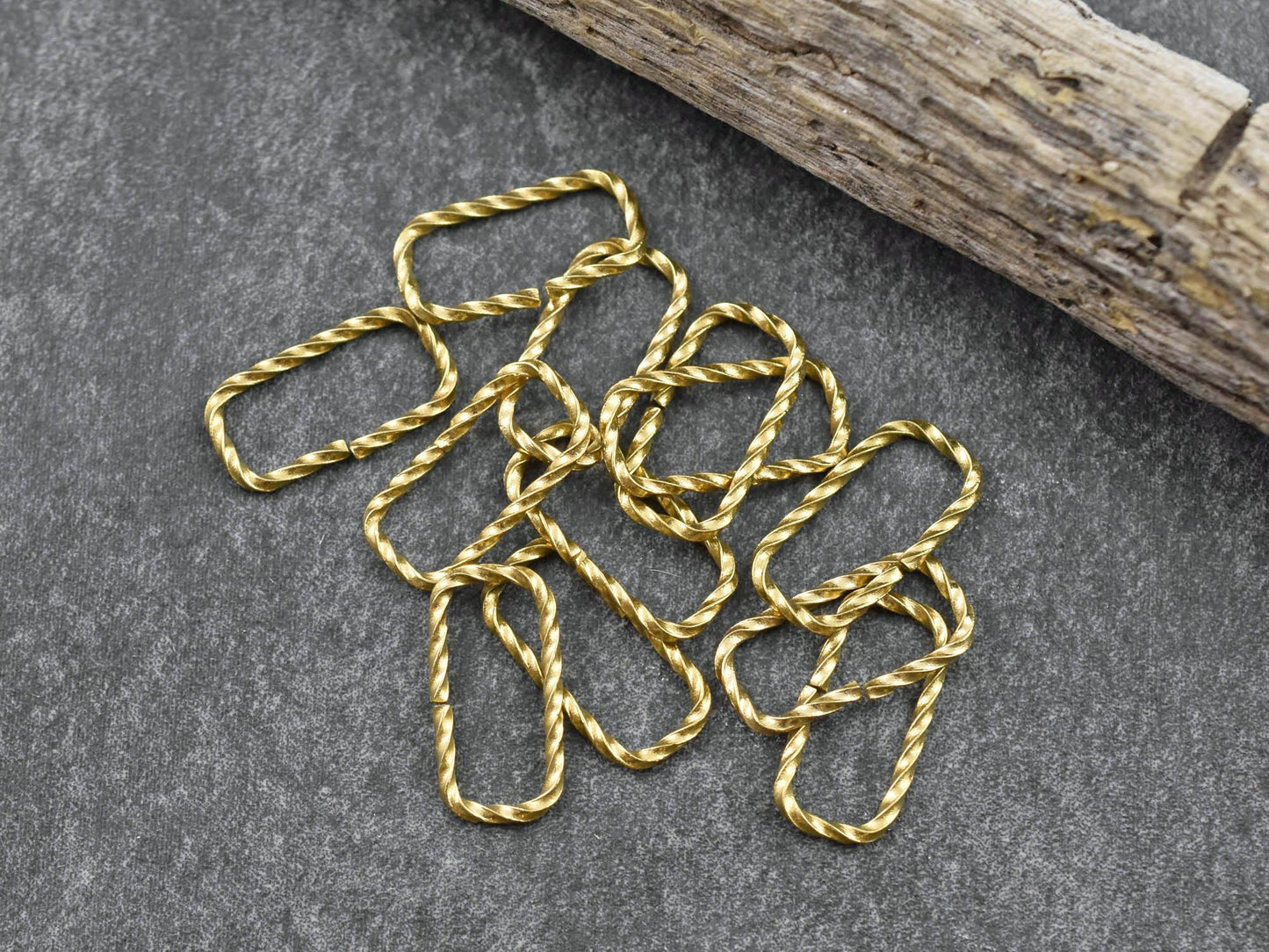 Gold Jump Rings - Twisted Jump Rings - Oval Jump Rings - Open Jump Rings - 18k Gold Plated - Choose Your Size