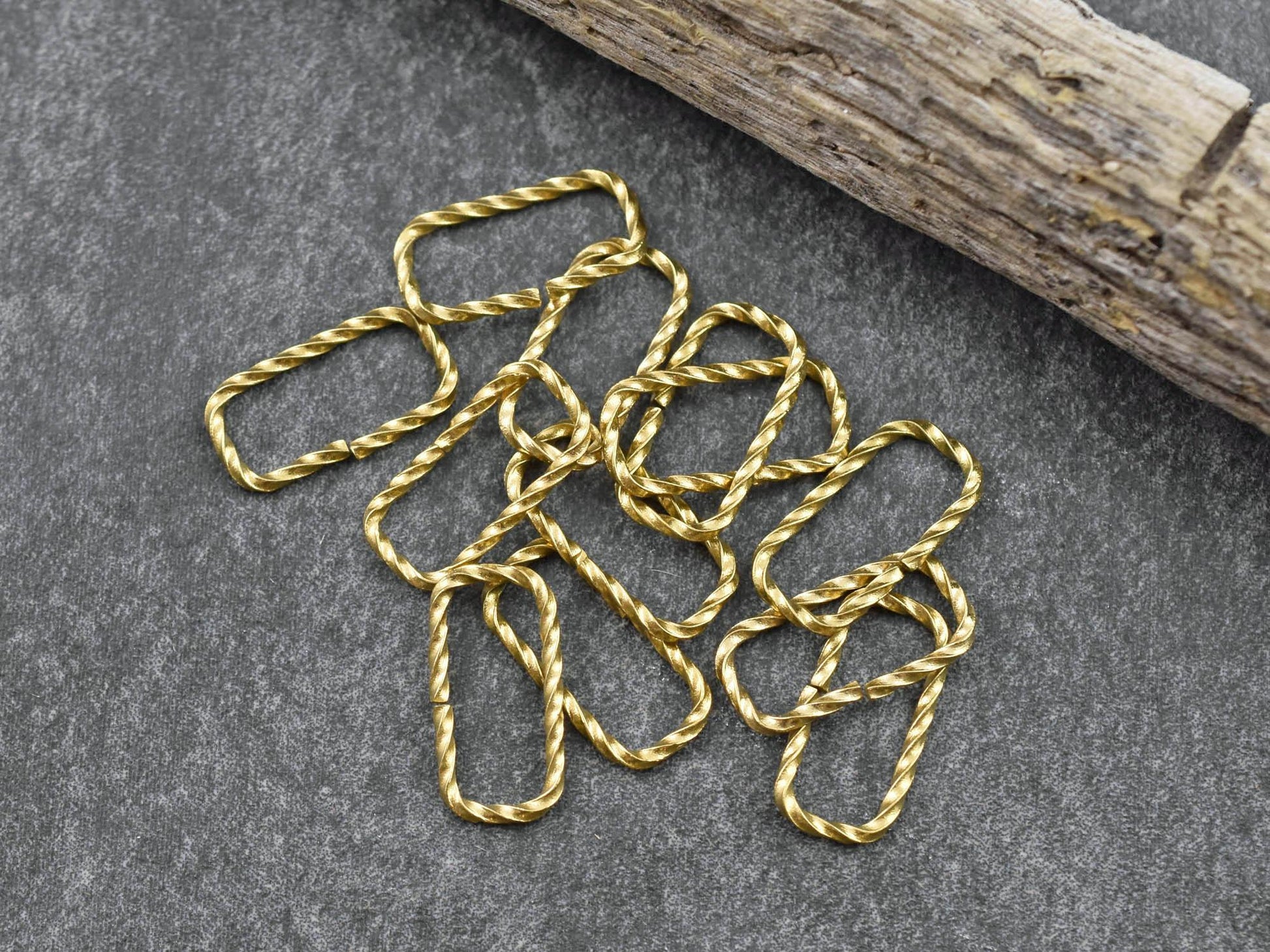 Gold Jump Rings - Twisted Jump Rings - Oval Jump Rings - Open Jump Rings - 18k Gold Plated - Choose Your Size