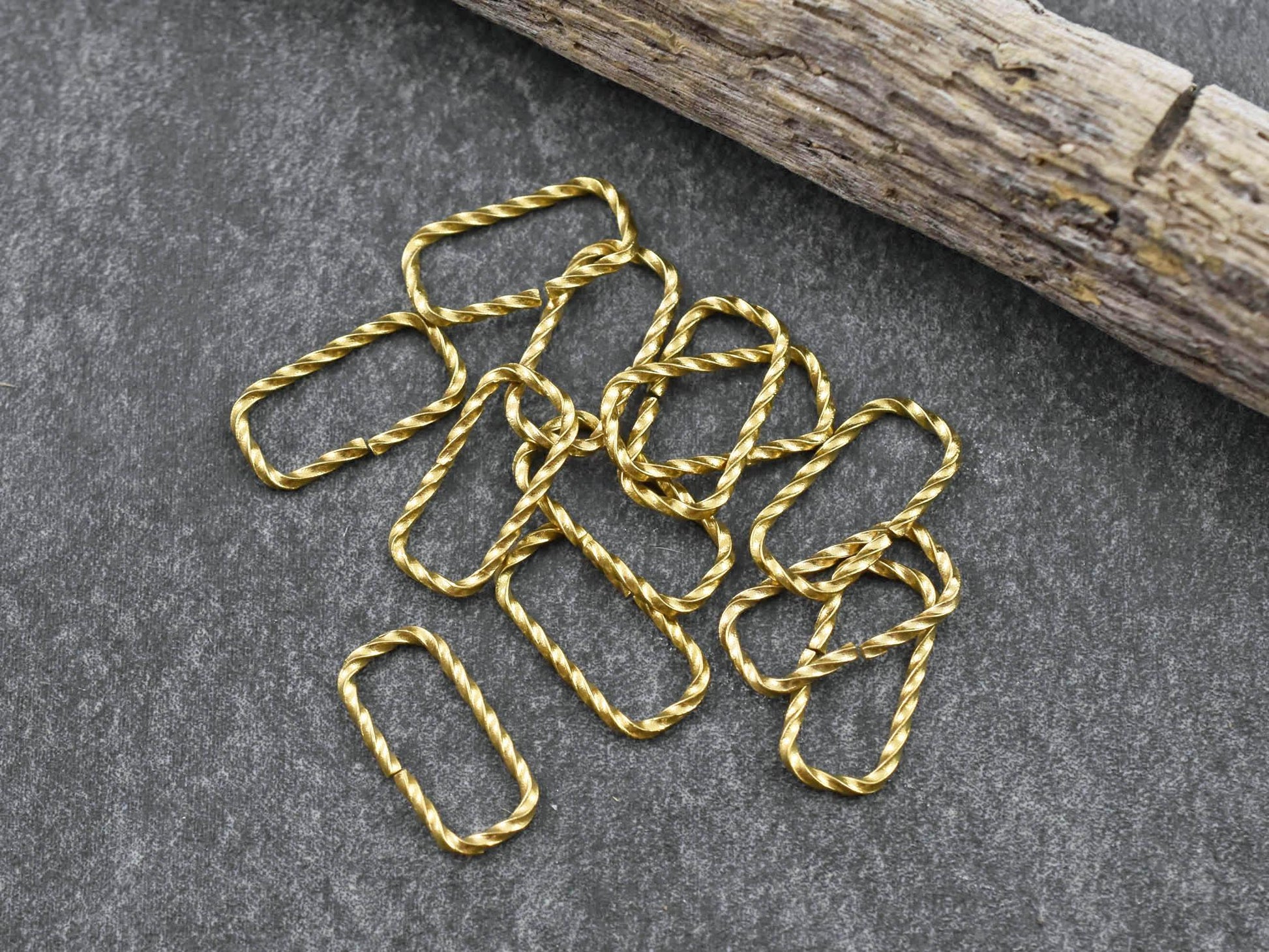 Gold Jump Rings - Twisted Jump Rings - Oval Jump Rings - Open Jump Rings - 18k Gold Plated - Choose Your Size