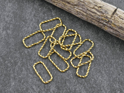 Gold Jump Rings - Twisted Jump Rings - Oval Jump Rings - Open Jump Rings - 18k Gold Plated - Choose Your Size